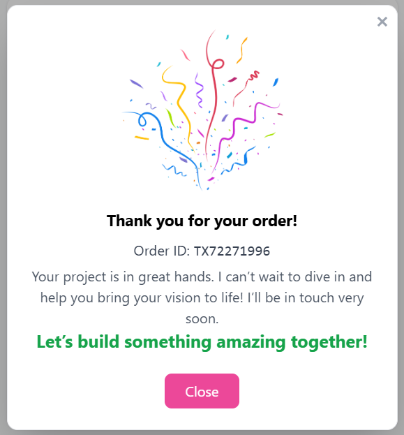 Order Success Screenshot