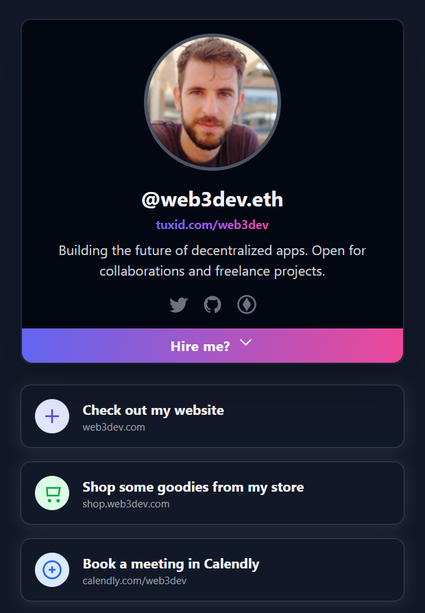 Profile Dark Theme Screenshot